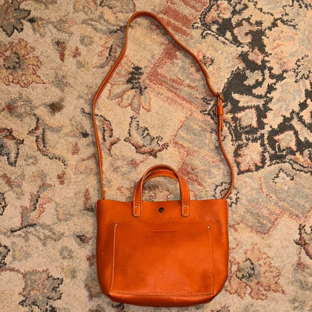 Portland Leather Goods! Mini Crossbody Tote in Satsuma!